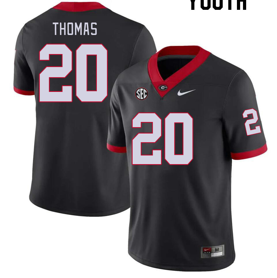 Georgia Bulldogs Youth JaCorey Thomas #20 Black Stitched College UGA Football Jersey 23UF015EE